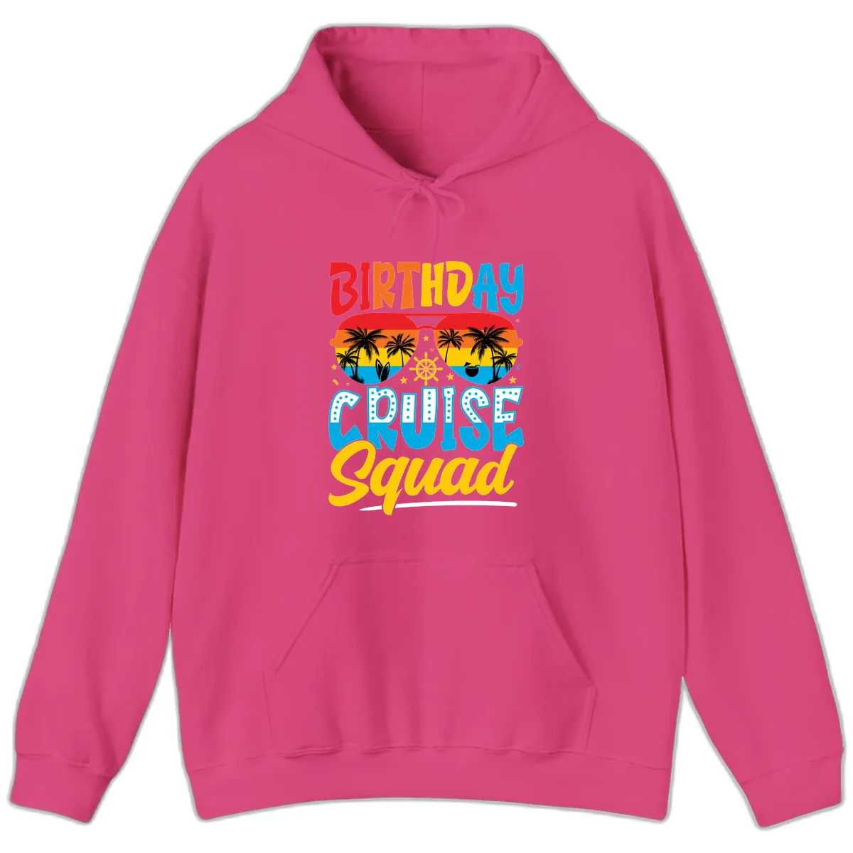 Birthday Cruise Squad Hoodie in Heliconia