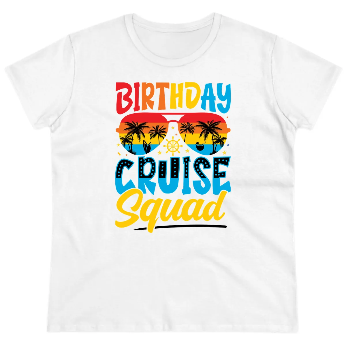 Birthday Cruise Squad Ladies Tee in White