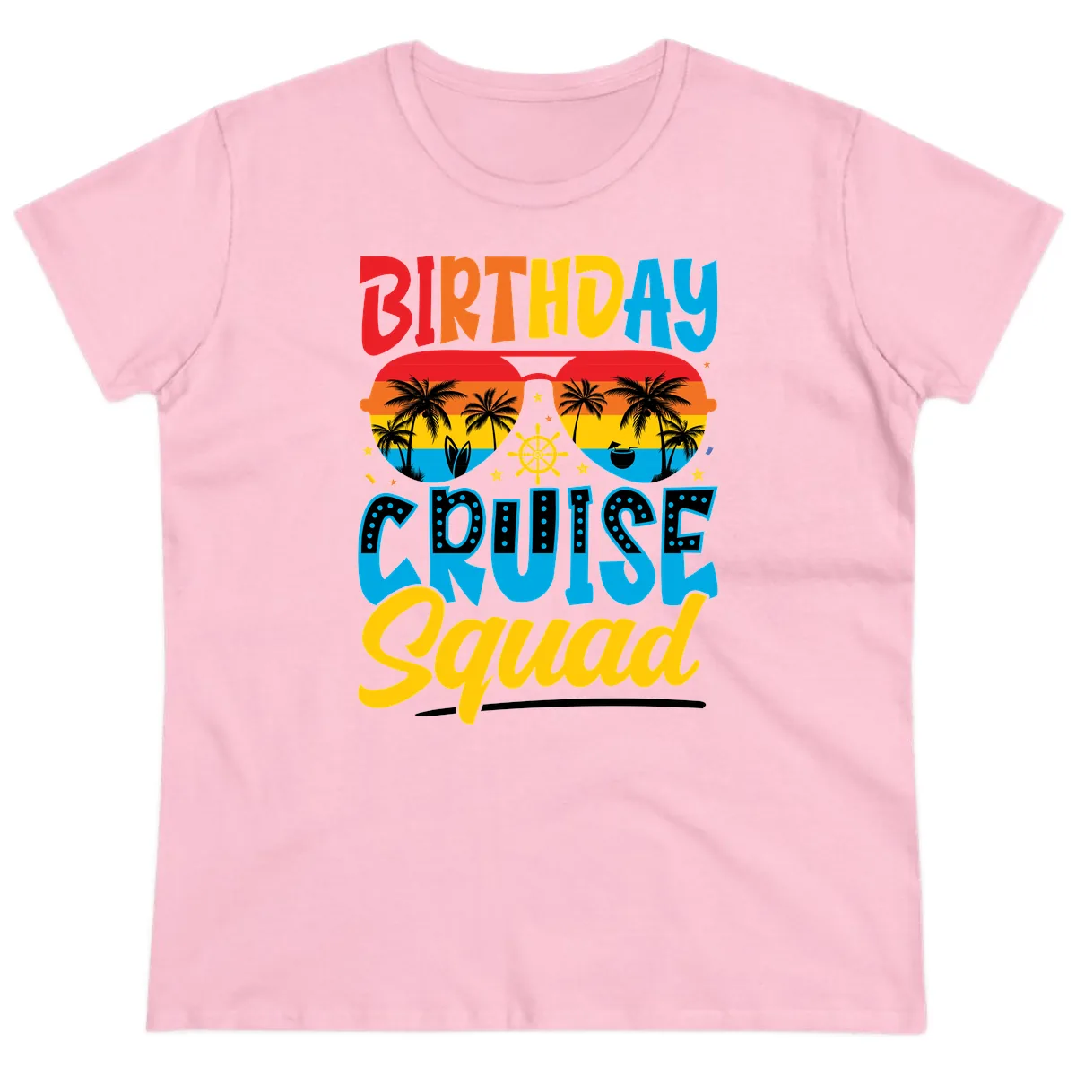 Birthday Cruise Squad Ladies Tee in Light Pink