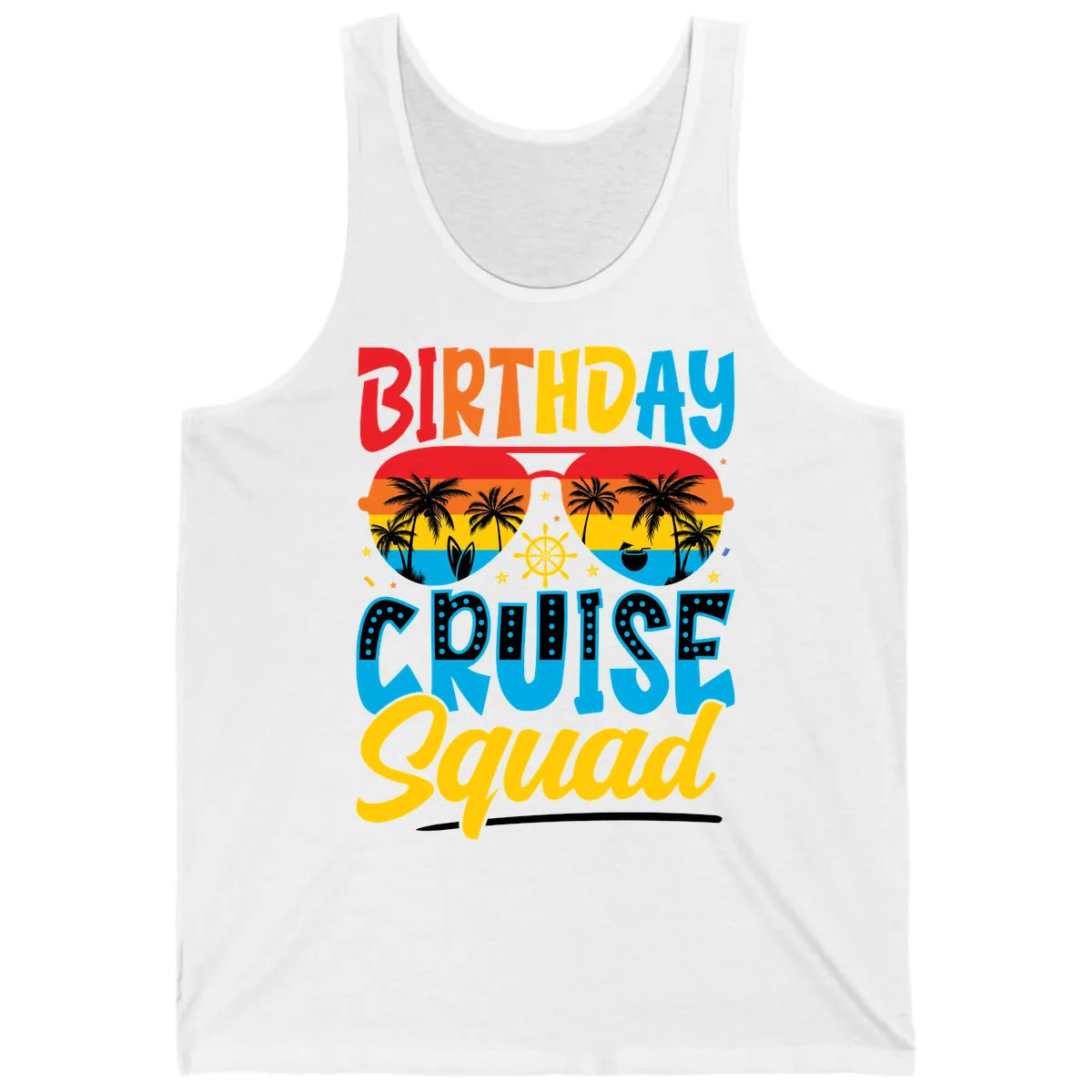 Birthday Cruise Squad Tank in White