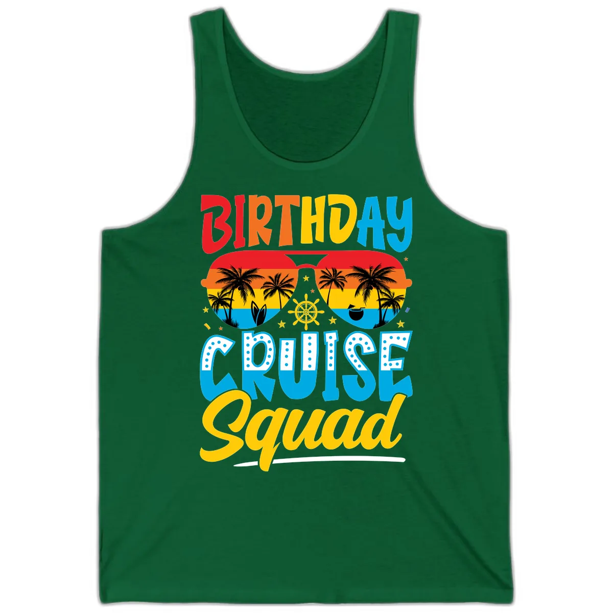 Birthday Cruise Squad Tank in Kelly
