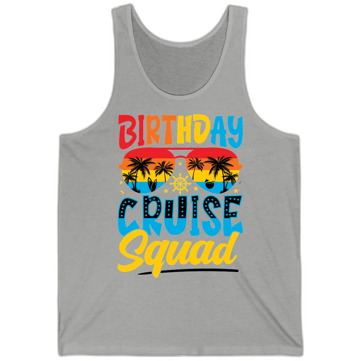Birthday Cruise Squad Tank in Athletic Heather