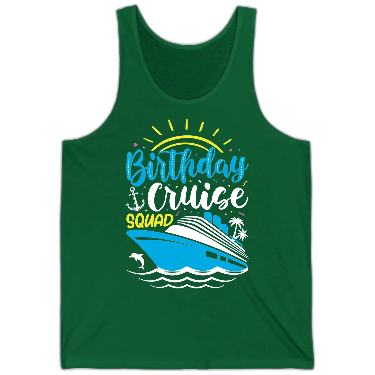 Birthday Cruise Squad Tank in Kelly
