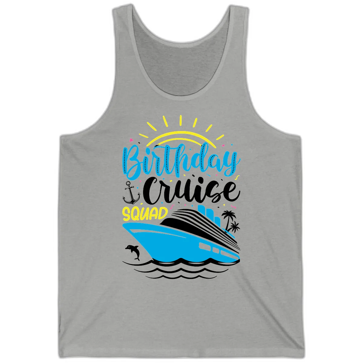 Birthday Cruise Squad Tank in Athletic Heather