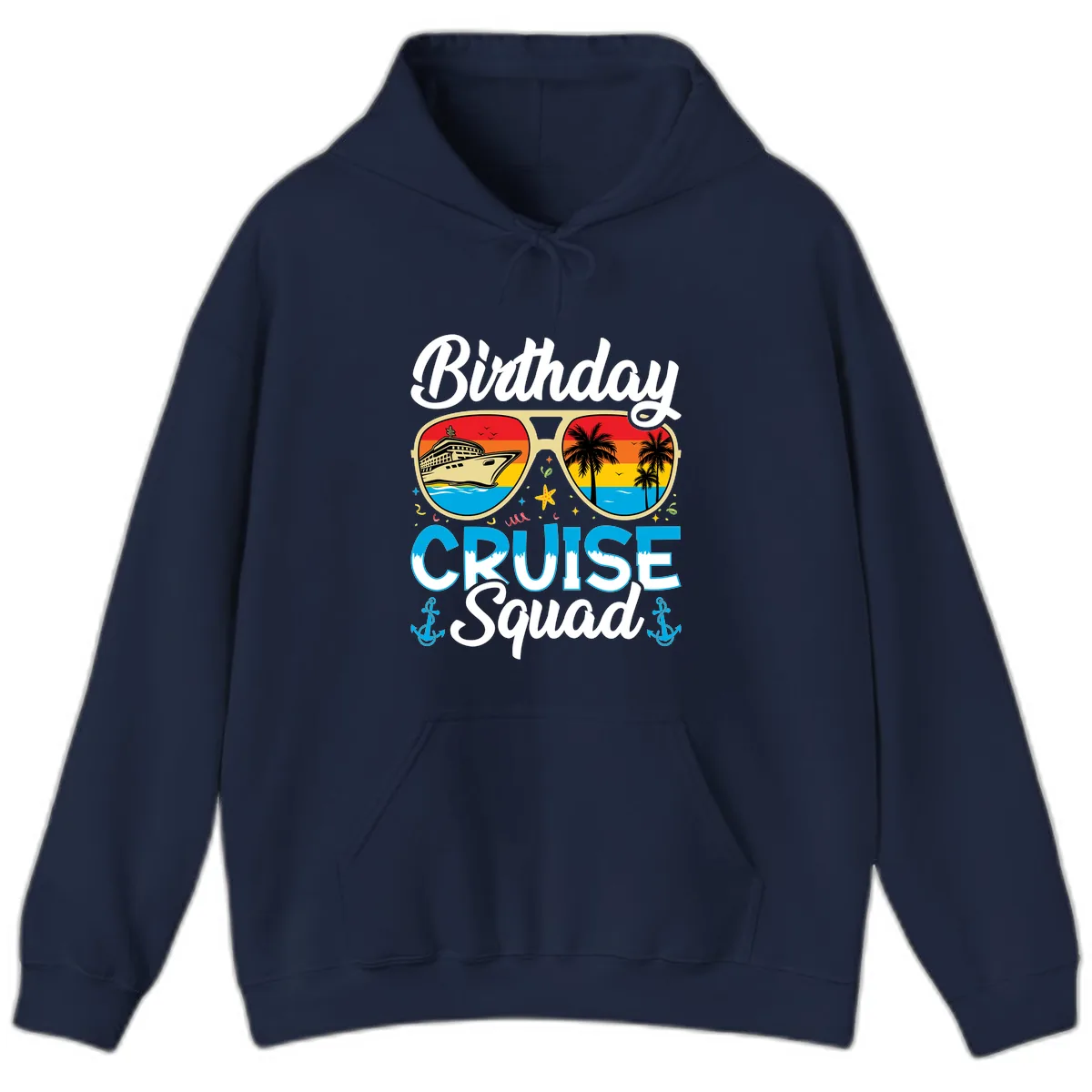 Birthday Cruise Squad Hoodie in Navy