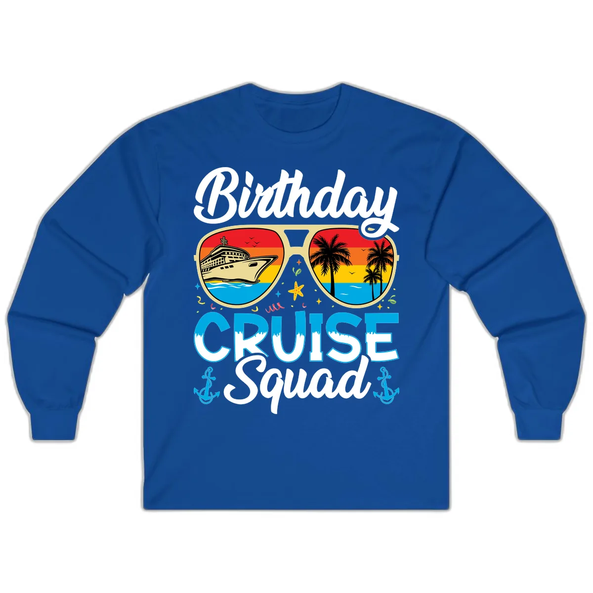 Birthday Cruise Squad Long Sleeve in Royal