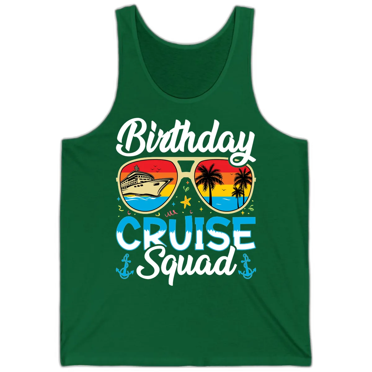 Birthday Cruise Squad Tank in Kelly