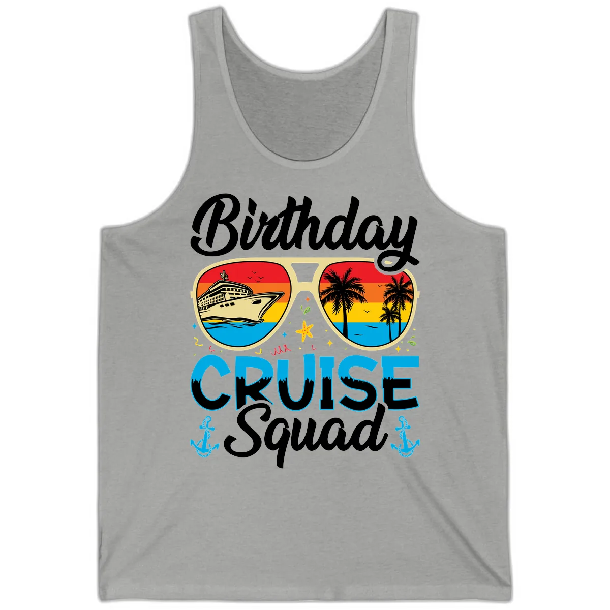 Birthday Cruise Squad Tank in Athletic Heather