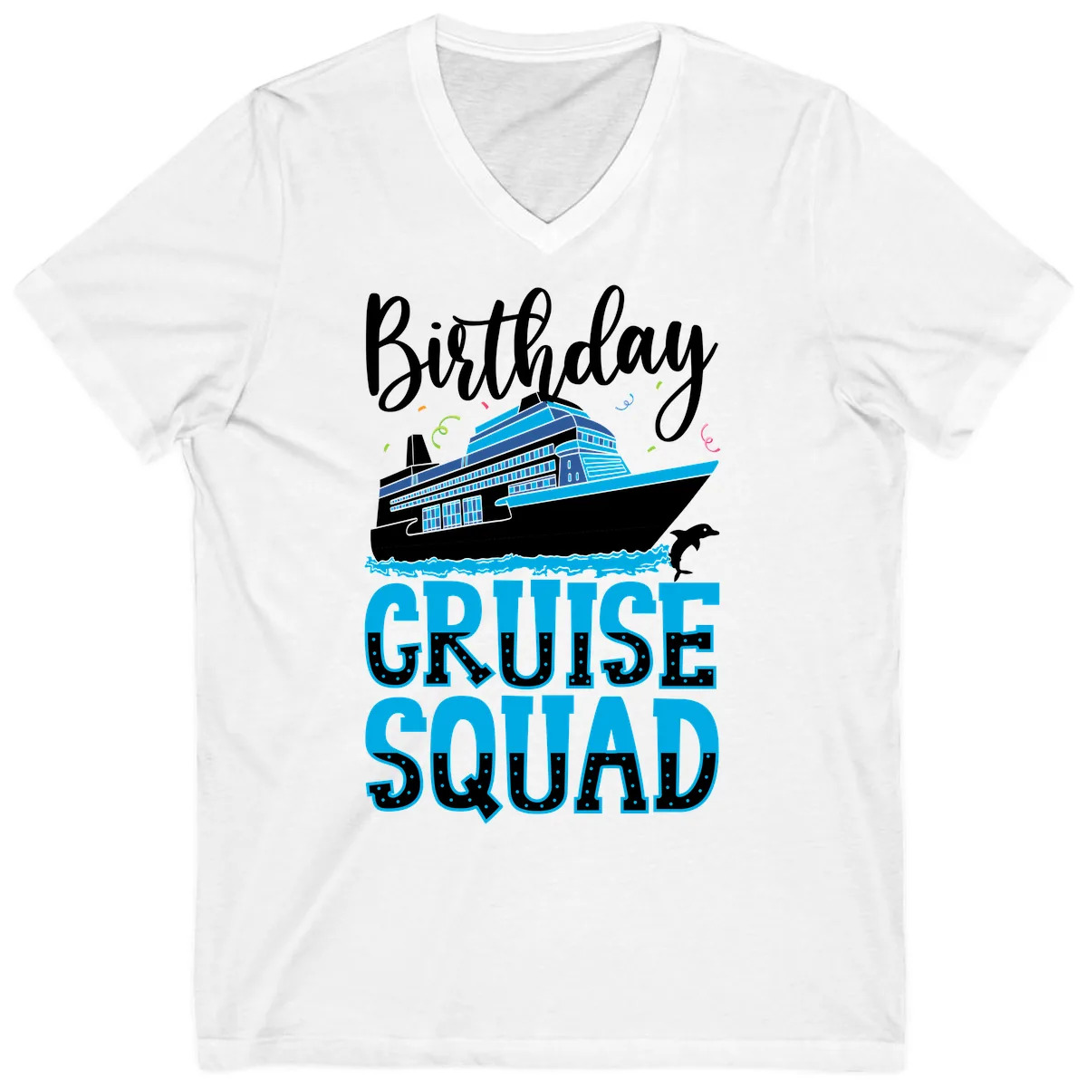 Birthday Cruise Squad V-Neck in White