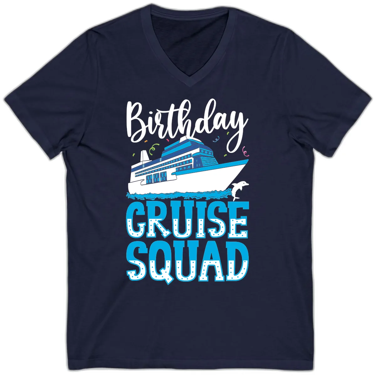 Birthday Cruise Squad V-Neck in Navy