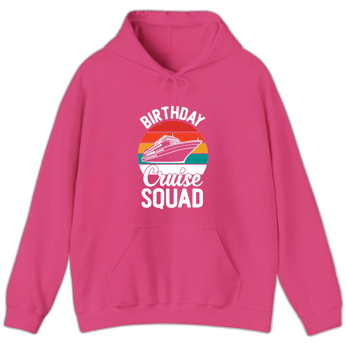 Birthday Cruise Squad Hoodie in Heliconia