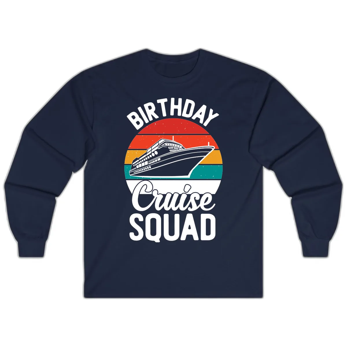 Birthday Cruise Squad Long Sleeve in Navy