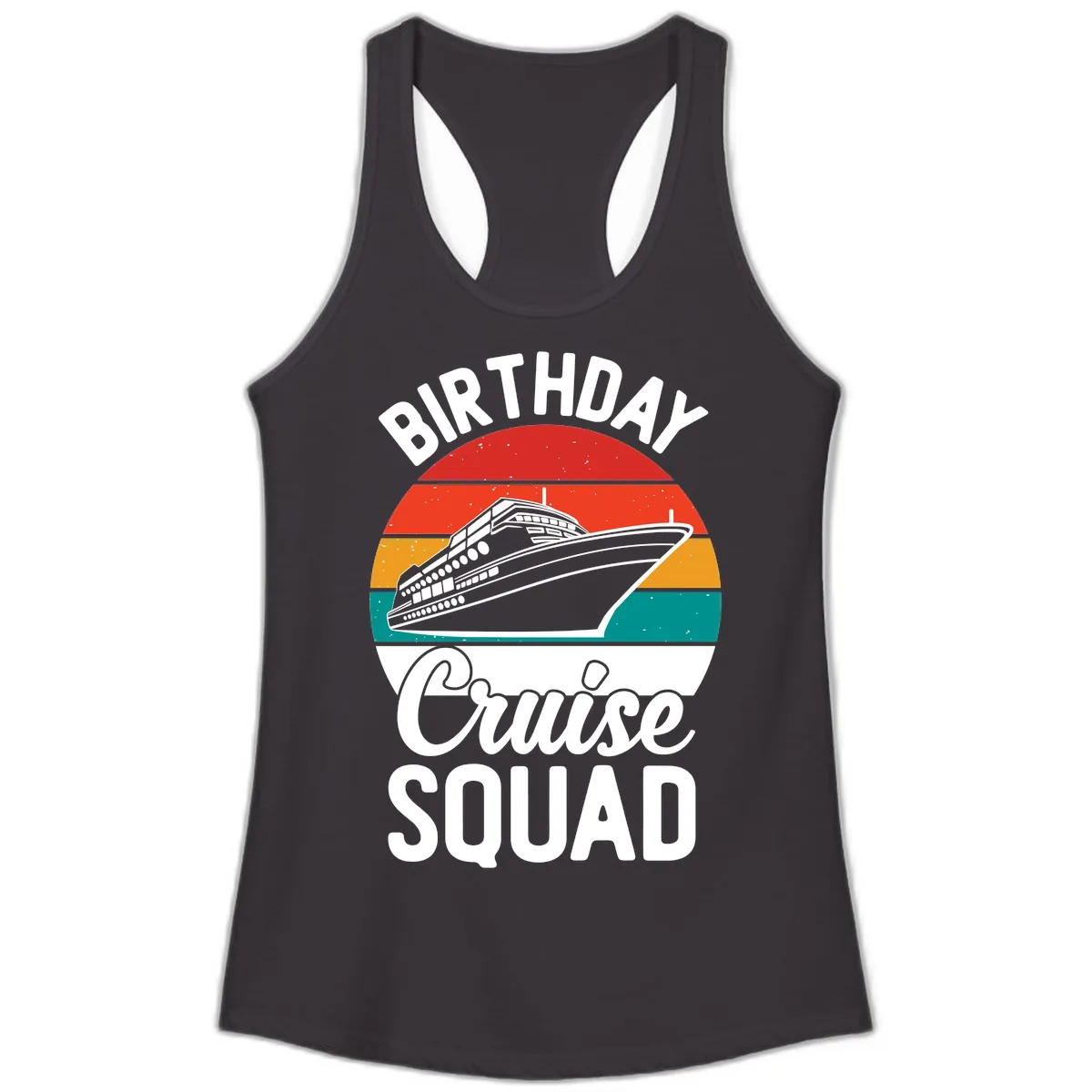 Birthday Cruise Squad Ladies Tank in Black