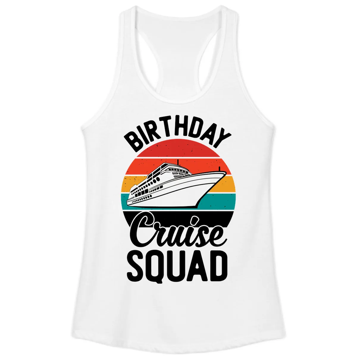 Birthday Cruise Squad Ladies Tank in White