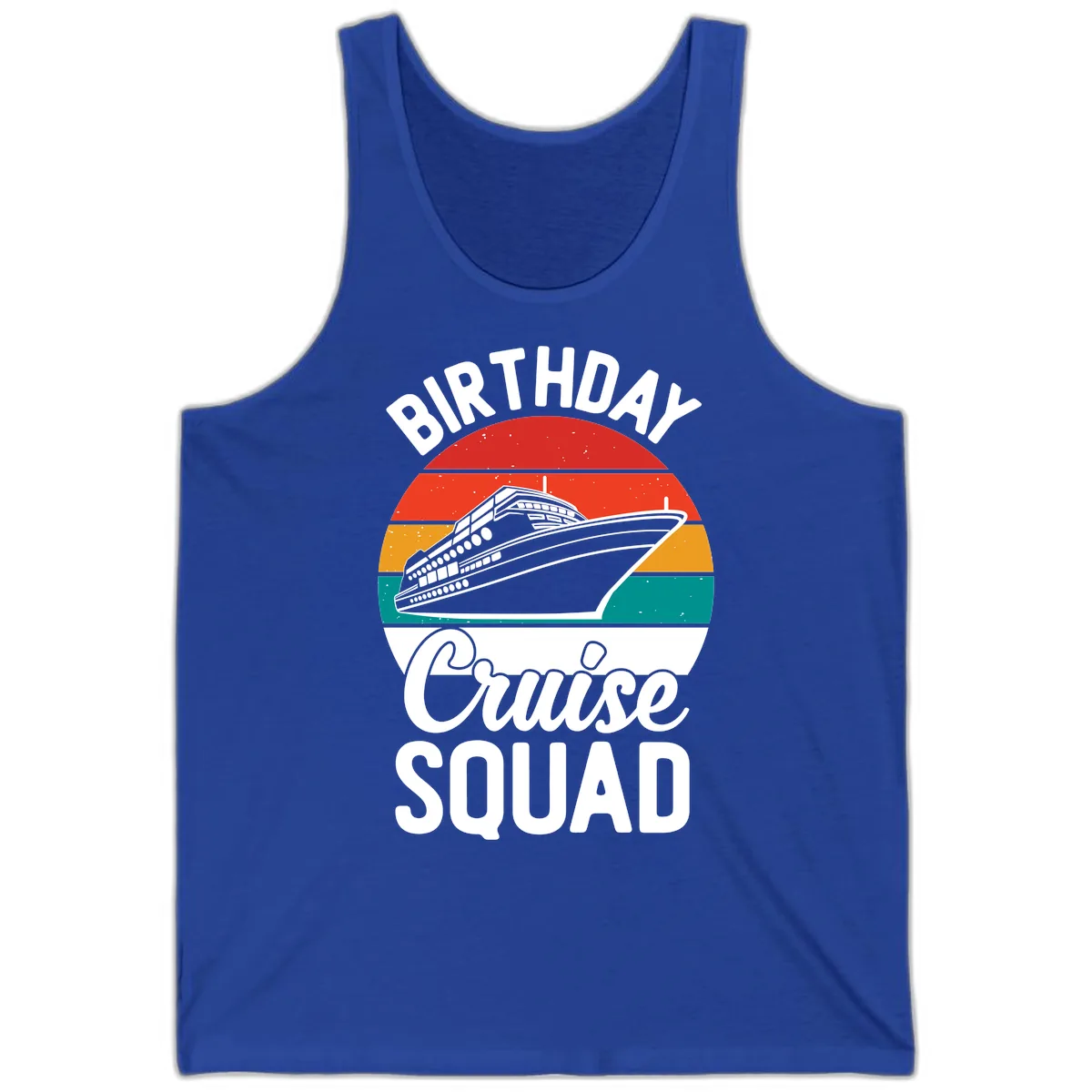 Birthday Cruise Squad Tank in True Royal