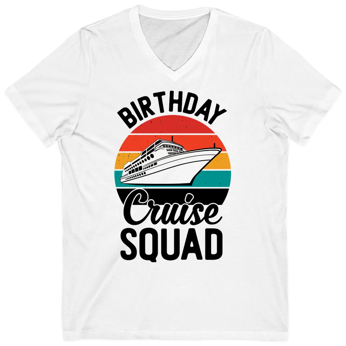 Birthday Cruise Squad V-Neck in White