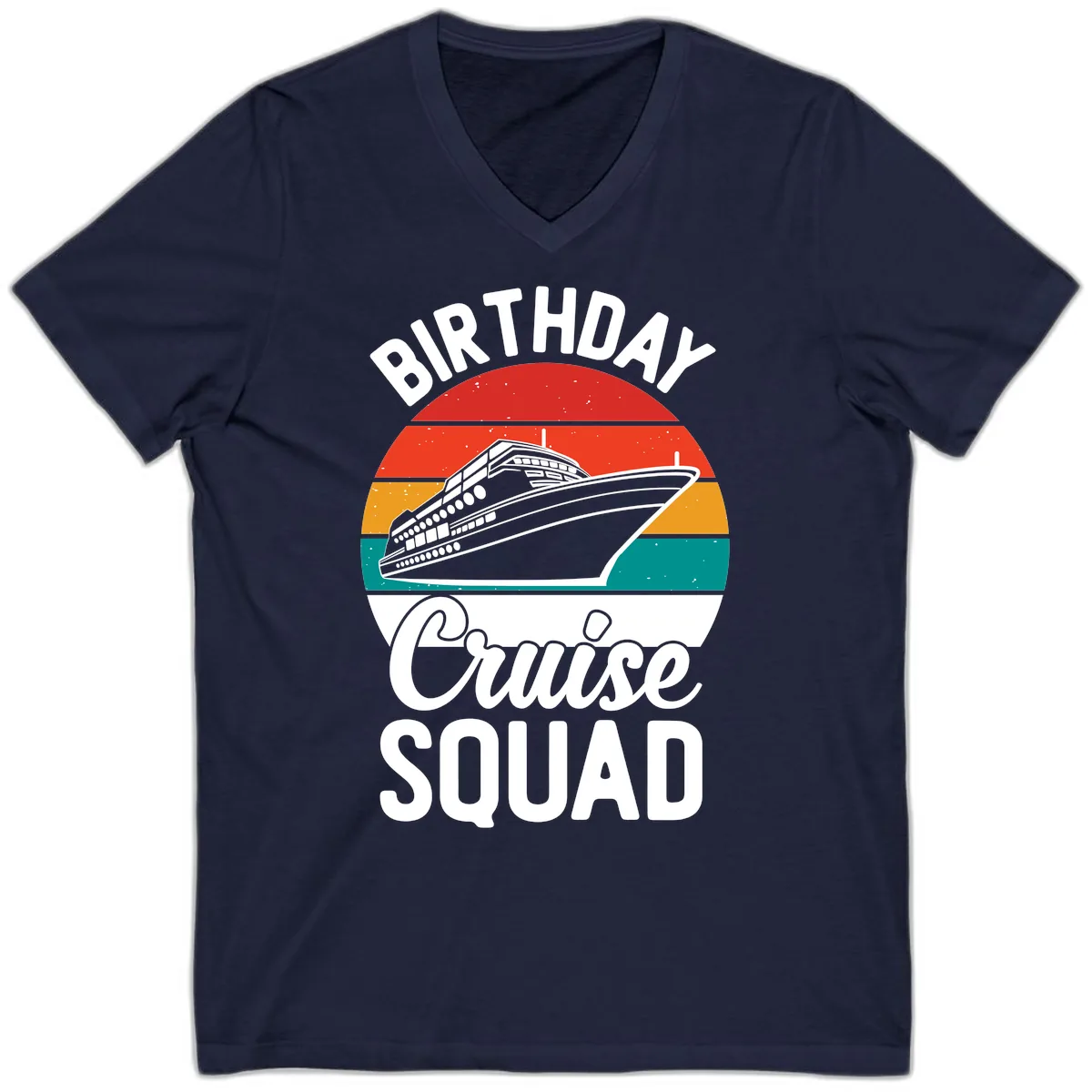 Birthday Cruise Squad V-Neck in Navy