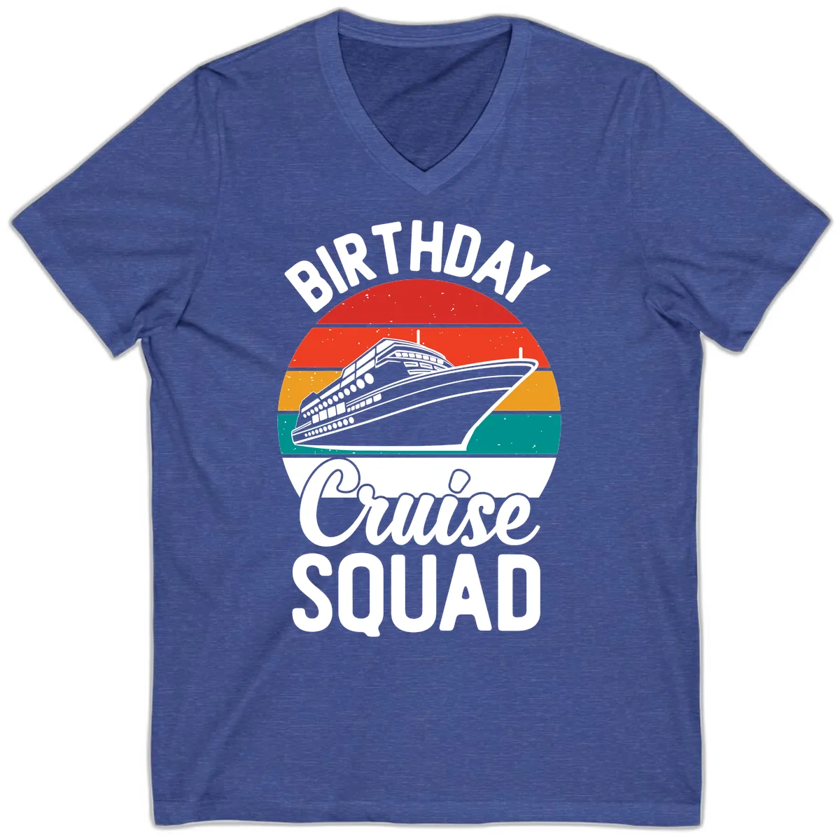 Birthday Cruise Squad V-Neck in Heather True Royal