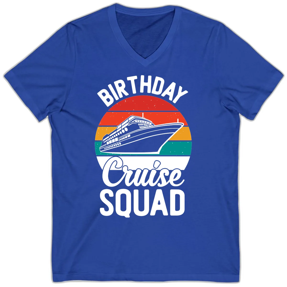 Birthday Cruise Squad V-Neck in True Royal