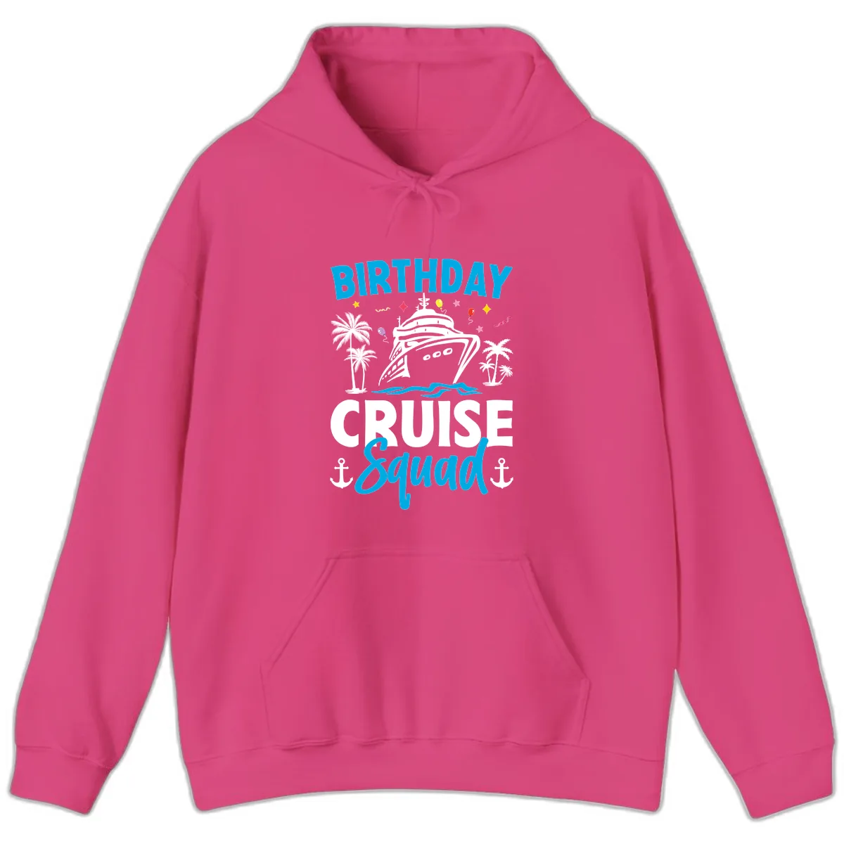 Birthday Cruise Squad Hoodie in Heliconia