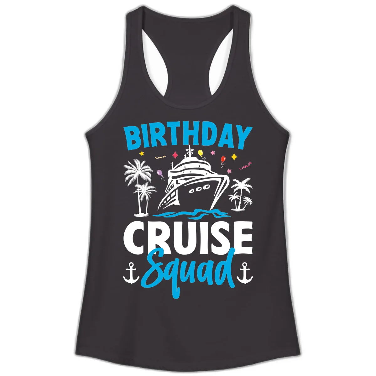 Birthday Cruise Squad Ladies Tank in Black