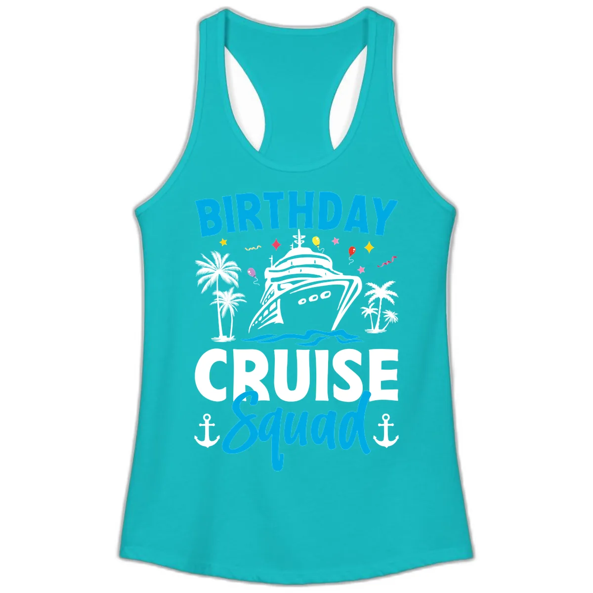 Birthday Cruise Squad Ladies Tank in Tahiti Blue