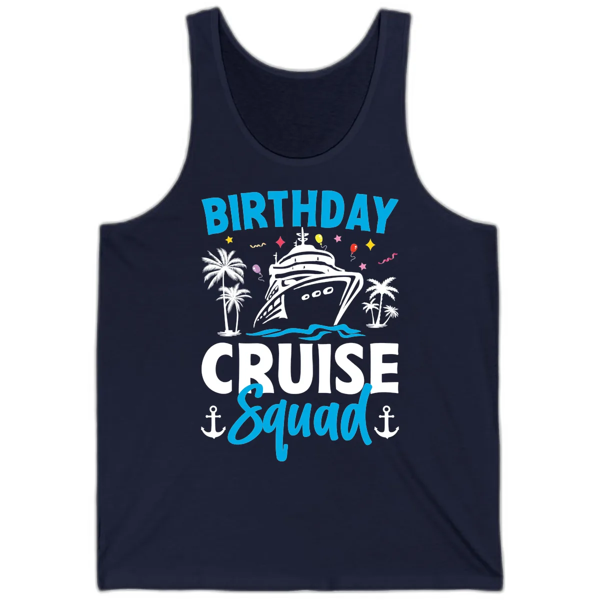 Birthday Cruise Squad Tank in Navy