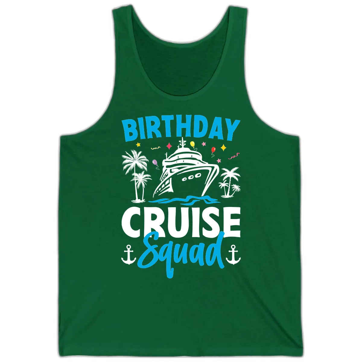Birthday Cruise Squad Tank in Kelly