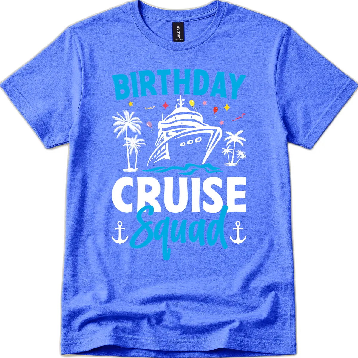 Birthday Cruise Squad T-Shirt in Heather Royal