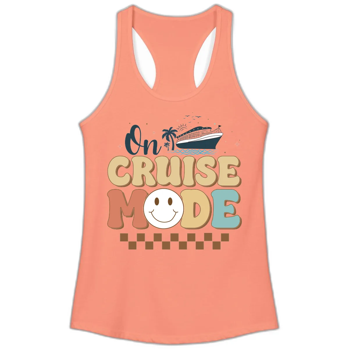 On Cruise Mode Ladies Tank in Solid Light Orange