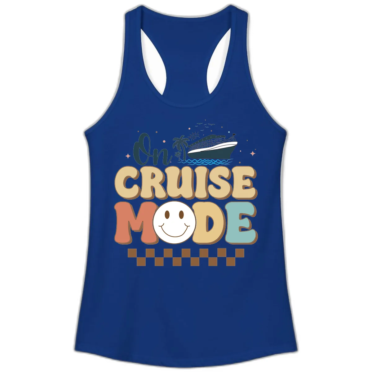 On Cruise Mode Ladies Tank in Solid Royal