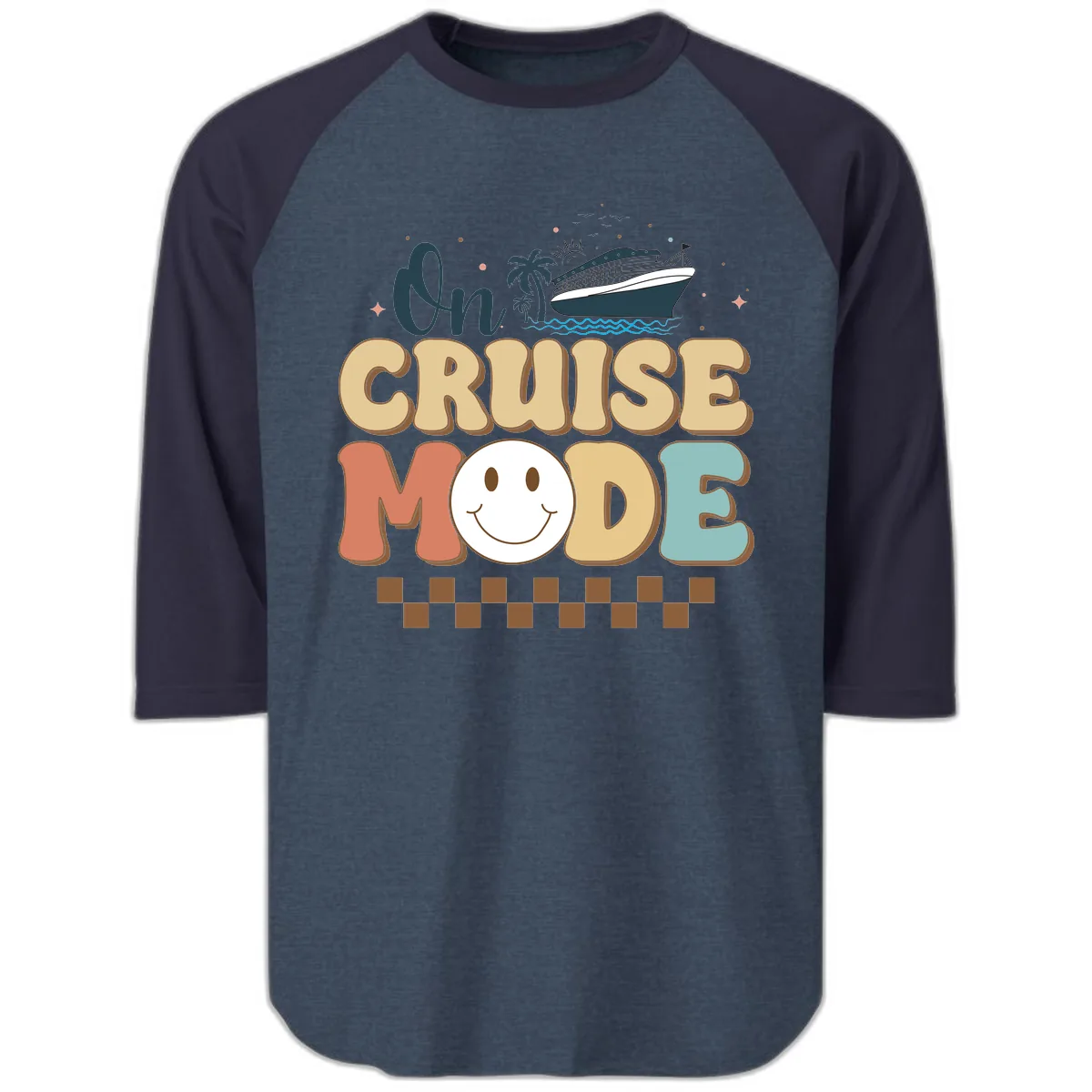 On Cruise Mode Raglan 3/4 in Heather Denim Navy