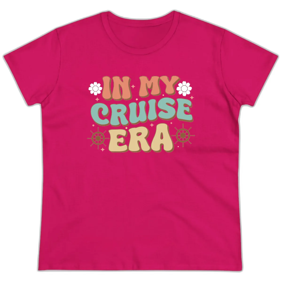 In My Cruise Era Ladies Tee in Heliconia