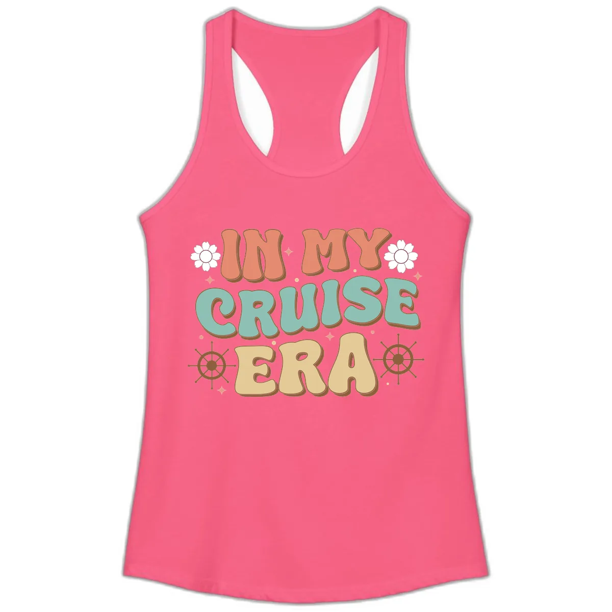 In My Cruise Era Ladies Tank in Solid Hot Pink
