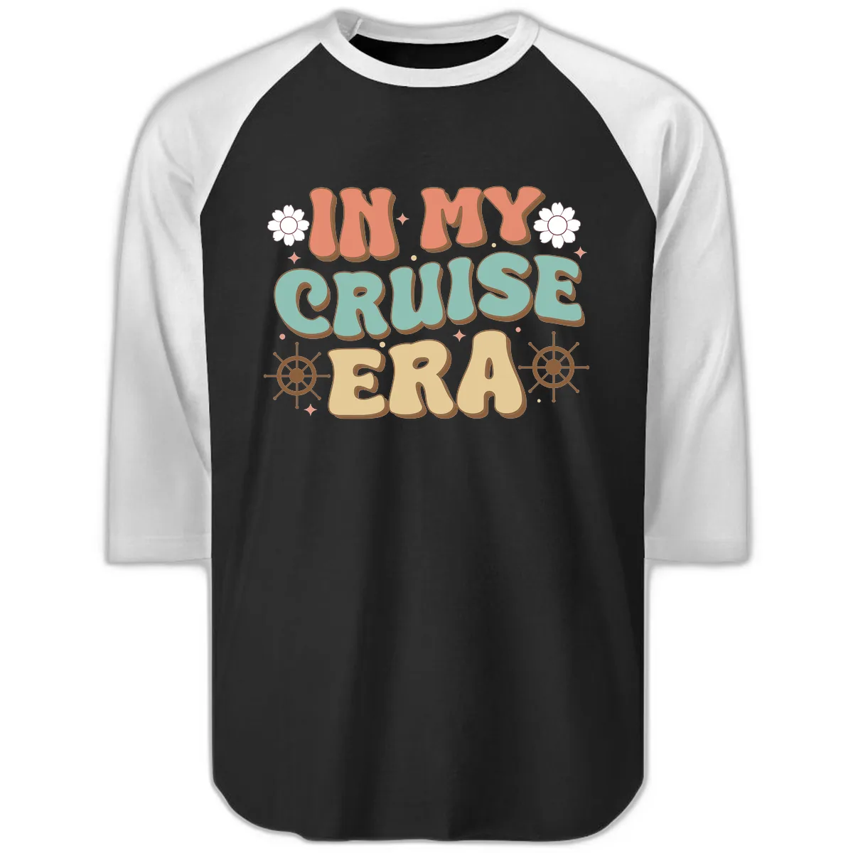 In My Cruise Era Raglan 3/4 in Black White