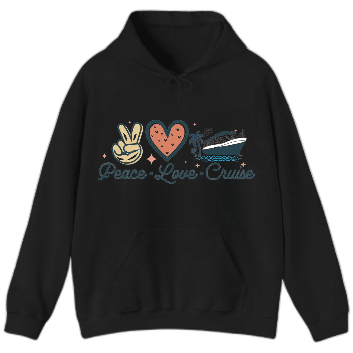 Peace Love Cruise Hoodie in Black