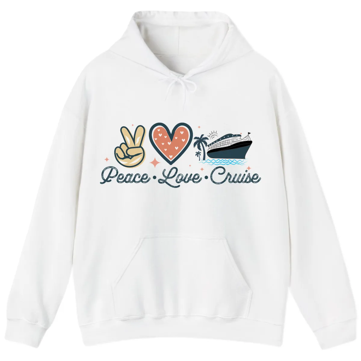 Peace Love Cruise Hoodie in White