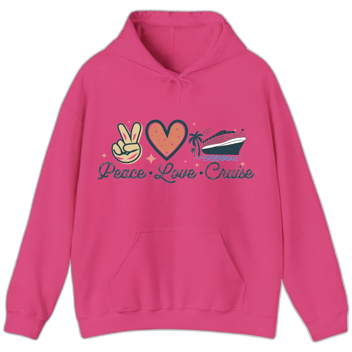 Peace Love Cruise Hoodie in Heliconia