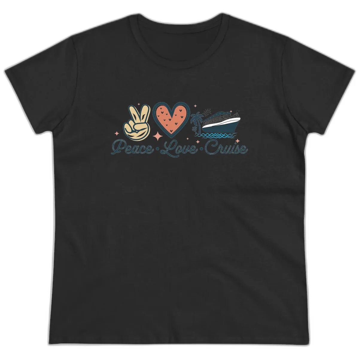 Peace Love Cruise Ladies Tee in Black