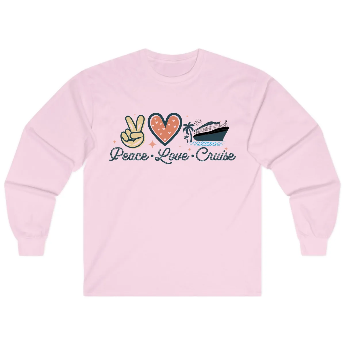 Peace Love Cruise Long Sleeve in Light Pink