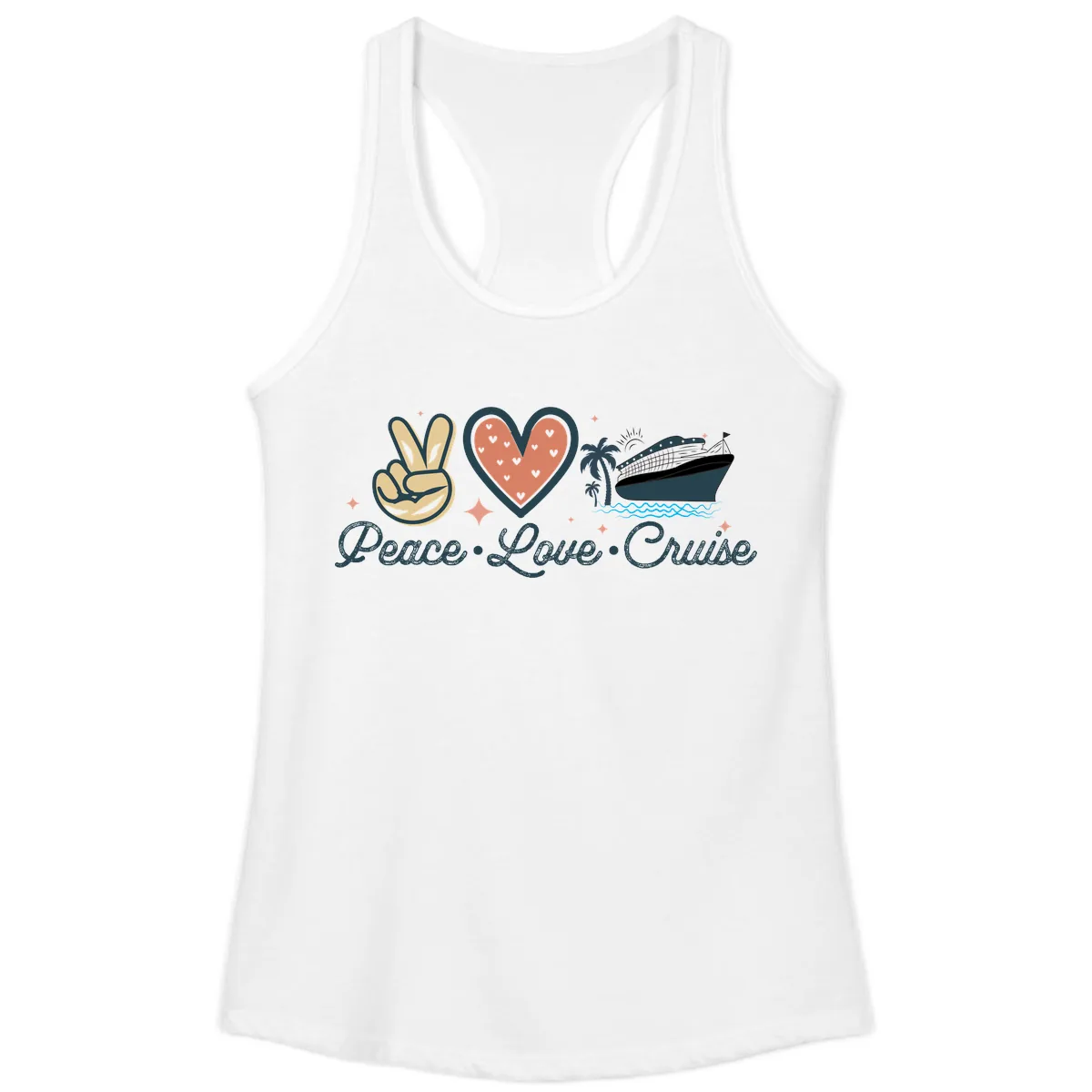 Peace Love Cruise Ladies Tank in White
