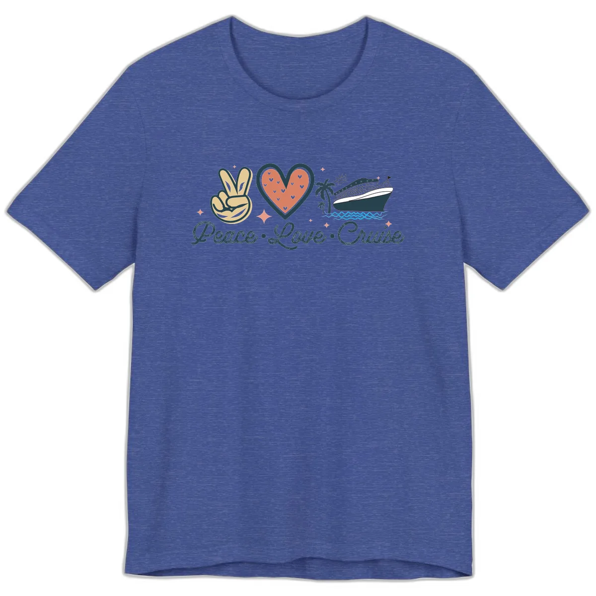 Peace Love Cruise Premium T-Shirt in Heather True Royal