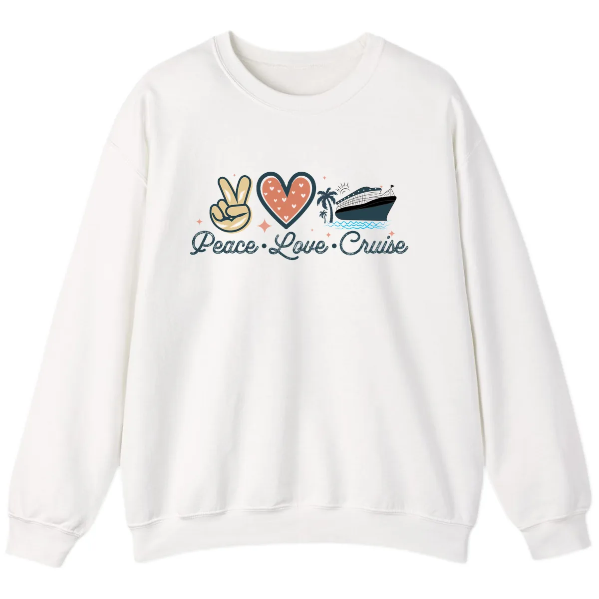 Peace Love Cruise Sweatshirt in White