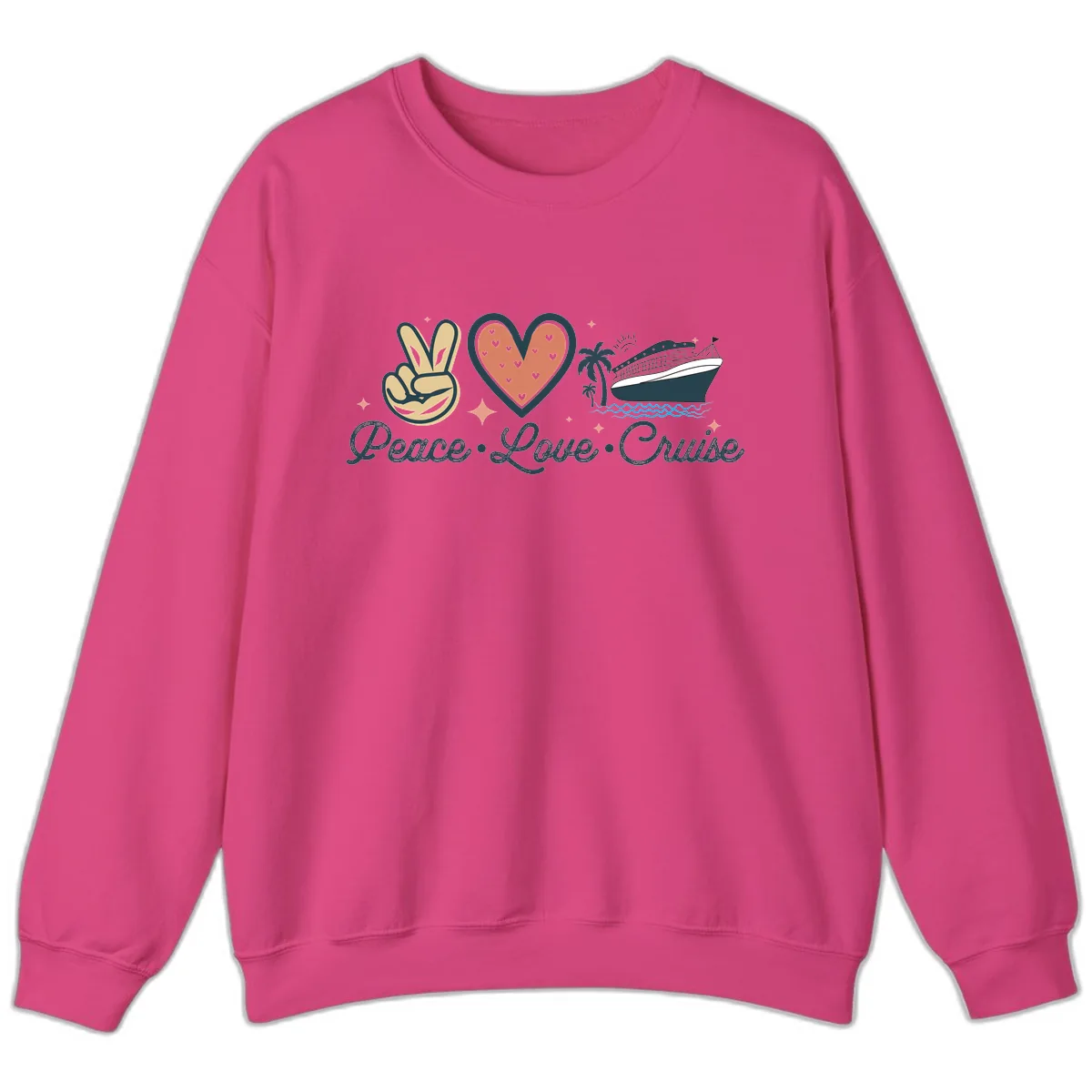 Peace Love Cruise Sweatshirt in Heliconia