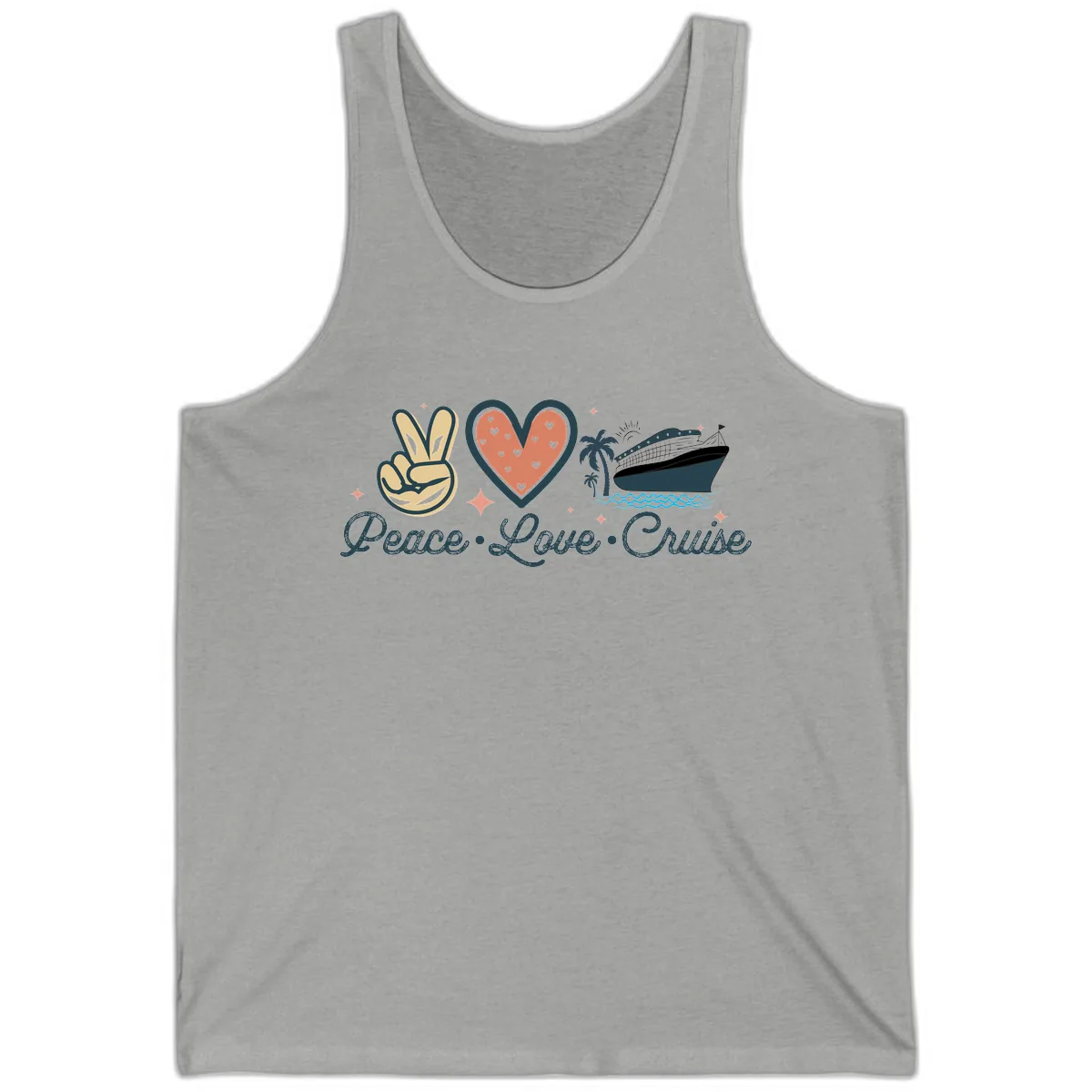 Peace Love Cruise Tank in Athletic Heather