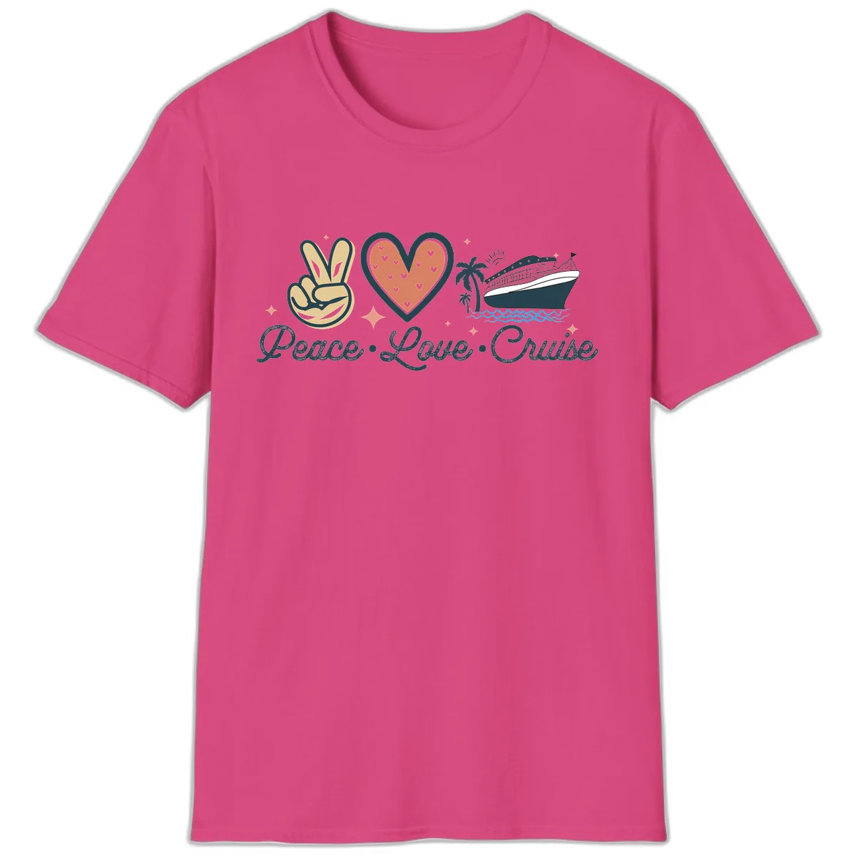 Peace Love Cruise T-Shirt in Heliconia