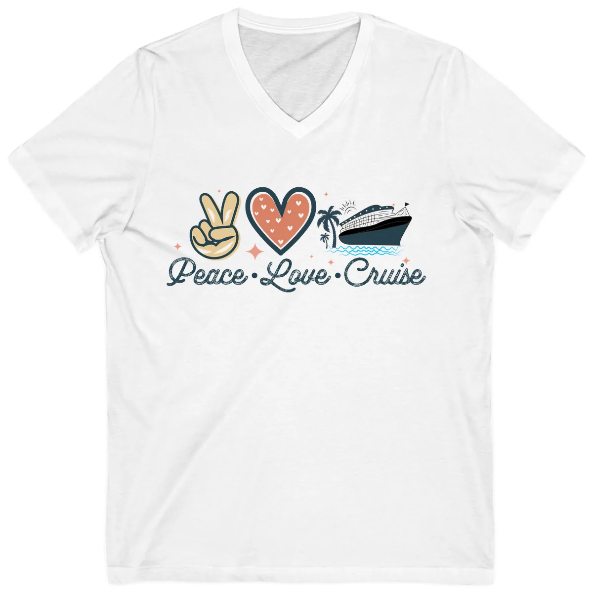 Peace Love Cruise V-Neck in White