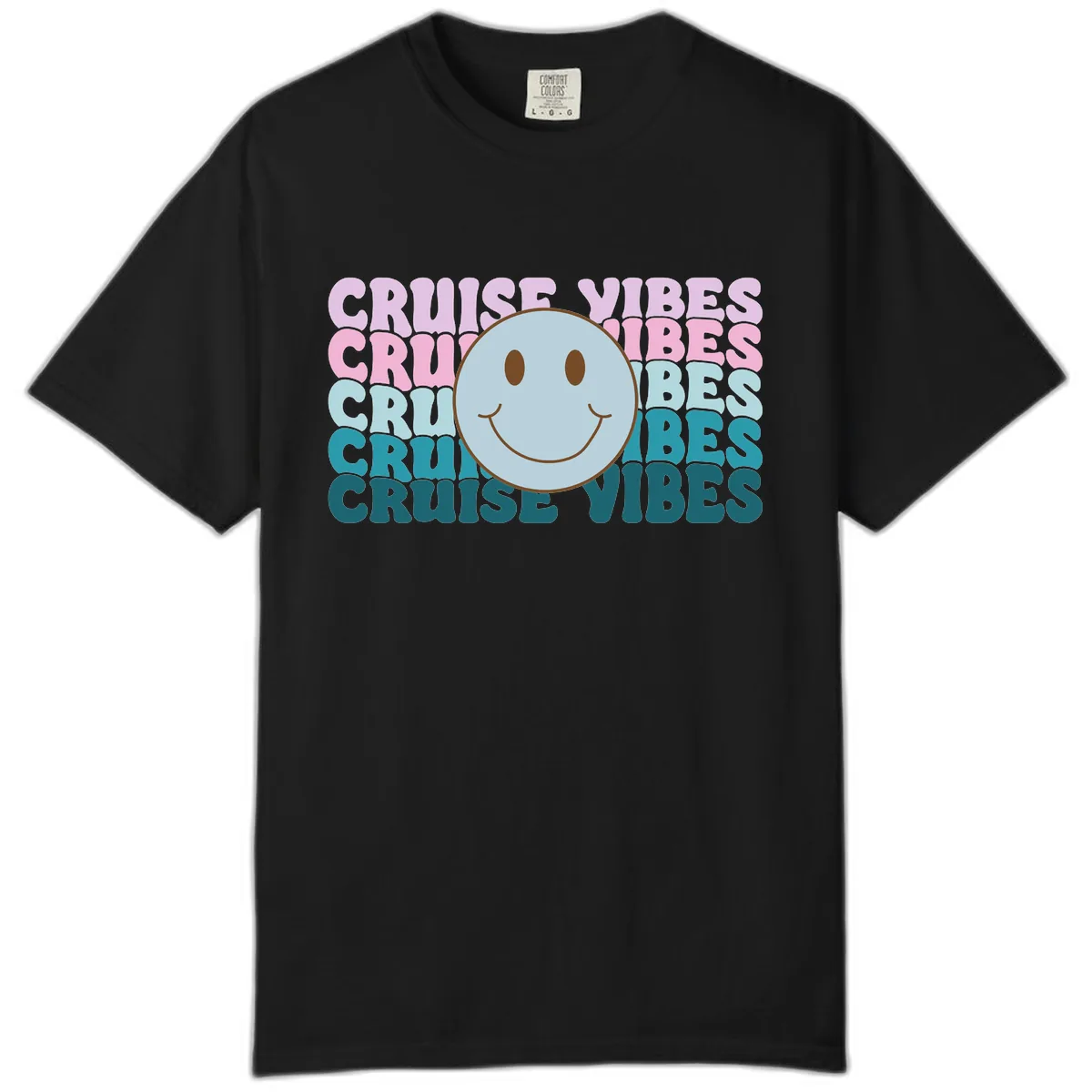Cruise Vibes Smiley Face Comfort Color in Black