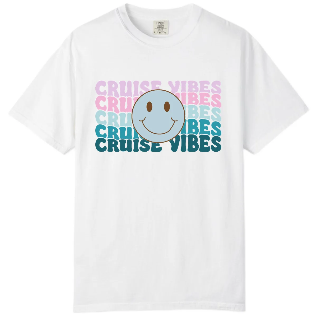 Cruise Vibes Smiley Face Comfort Color in White