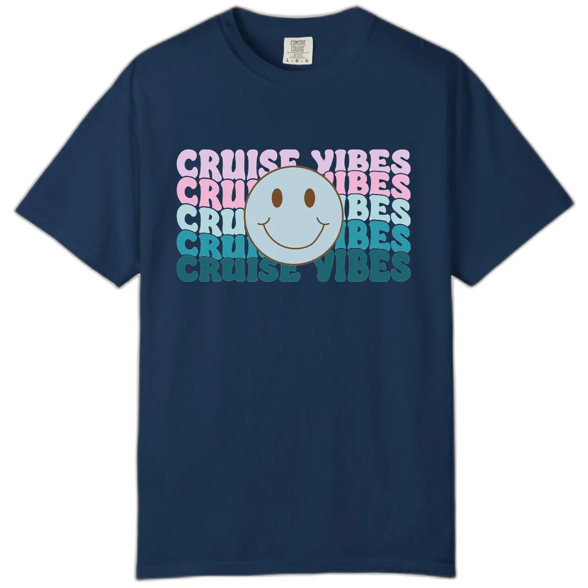 Cruise Vibes Smiley Face Comfort Color in Navy